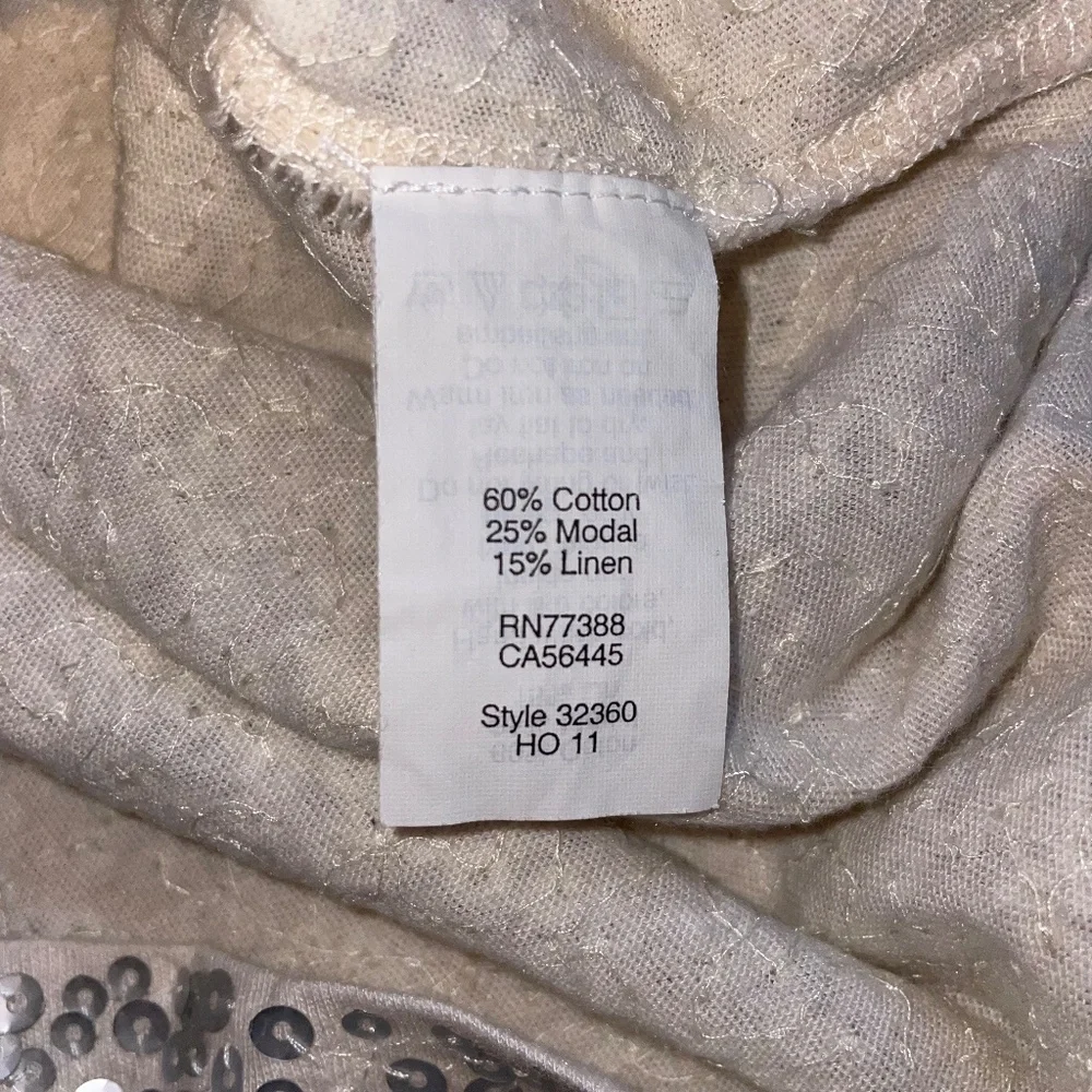 J. Crew Sequin Tank Top Sparkle Party Festive Linen Blend Silver Cream M…